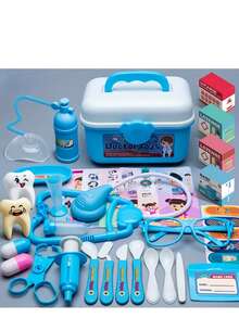 42 件医生游戏玩具套装、仿真护士听诊器、牙科游戏屋玩具（随机颜色配件）、男孩和女孩教育医生角色扮演玩具、儿童医疗工具包、听诊器、婴儿护士针头 - 彩色 - 查看 10