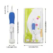 1 Piece Magic Embroidery Pen Set, Embroidery Threading Needle Set, Adjustable Needle Size, Suitable For DIY Sewing, 3 Needles With Threader And Scissors, Ergonomic Fabric Craft Design - 藍色 - 查看 8