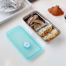 Recipientes para aperitivos de acero inoxidable, 2 piezas Recipientes para aperitivos reutilizables con compartimentos dobles y tapas, Recipiente para comida, Cajas para aperitivos para viajes, oficina, picnic - 1 - Ver 5