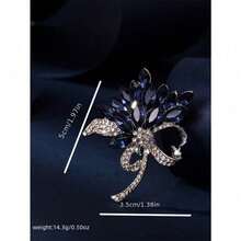 Elegant Vintage-Inspired Multi-Layer Rhinestone Brooch With Blue Gemstones & Sparkling Crystals – Chic Floral Design For Women, Perfect For Parties And Special Occasions - 胸針 - 查看 5