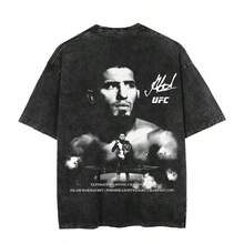 Islam Makhachev  322 Staredown Oversized Acid Wash T-Shirt, Graphic Vintage Washed Tee,  MMA Washed Shirt, Gym Wear, Gift For Fighters, Sports Apparel - màu đen - Xem 3