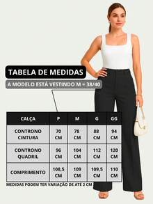 Women's Tailored Wide Leg Trousers, Beltless, Casual, Elegant, Pockets, Button And Zipper - 黑色 - 查看 2