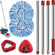 Mop Replace Heads Mop Handle And Mop Base Replacement For O Cedar EasyWring 1-Tank Spin Mop System, 2 Microfiber Mop Head Refills, 4-Section Iron Mop Handle 30-58in And 1 Mop Head Cover Set(No Bucket) - ColorC - 查看 1