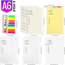 LEOBRO A6 Refill Paper, 3 Pack 45PCS A6 Dotted Loose Leaf Paper, With Page Markers, Rulers, Binder Dividers And Binder Pockets, 6 Ring Filler Paper Insert Refill For Planner Binder Notebook Journal - Màu B - Xem 2