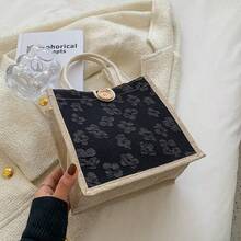 1 Piece Of New Linen Hand-Held Lunch Bag - Japanese-Style Casual Outing Mom Bag - Student Hand-Held Lunch Box Bag - Popular On  - Versatile, Lightweight, Breathable, Small-Sized, And Unique Women's Bag - 卡其色 - 查看 1