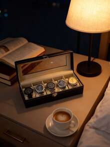 1 pieza Caja de reloj de cuero, Estuche de exhibición de almacenamiento de relojes, Decoración del hogar, Caja de exhibición de mercado de pulgas, Caja de regalo elegante y minimalista - Multicolor - Ver 10