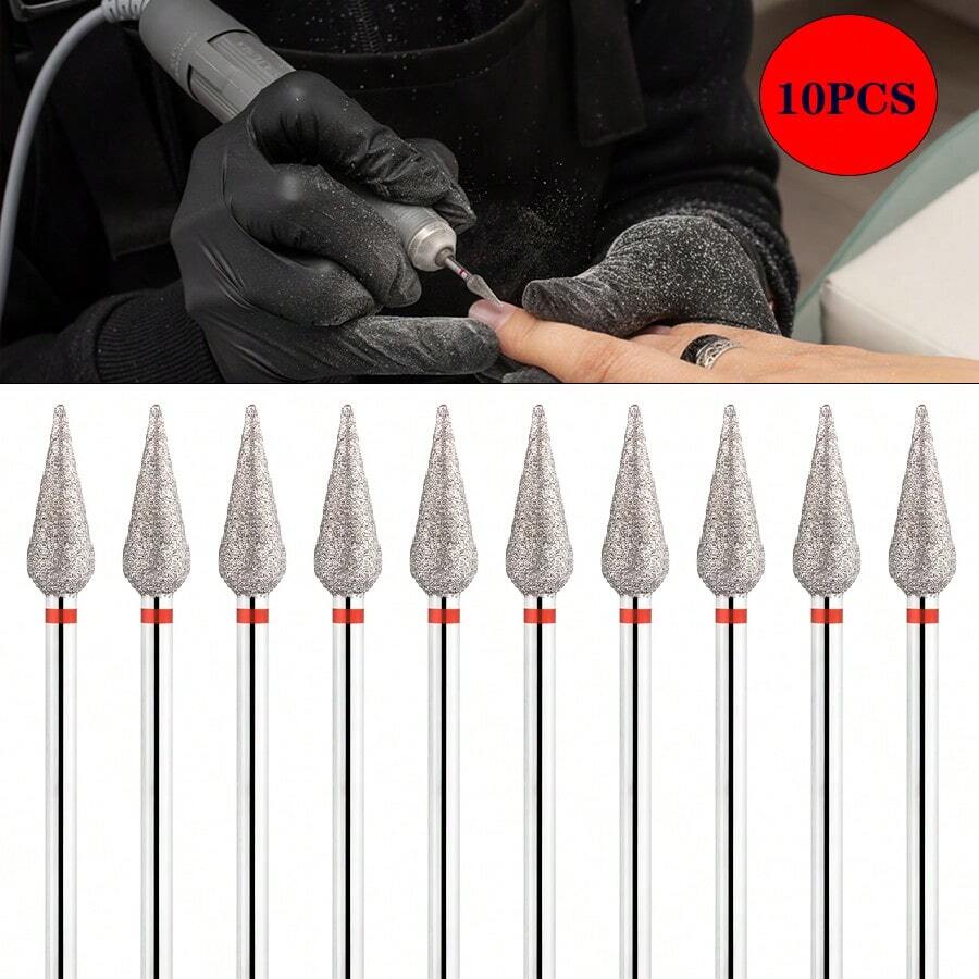 10pcs Diamond Nail Drill Bits Set For Acrylic & Gel - Professional Manicure And Pedicure Tools, Includes Cuticle Remover, Odorless, Perfect For Home Salon Use,Nail Files,Nail Polishing Head,Nail Buffer Bit,Gel Nail Polish,Pedicure Supplies,Nail Trimer