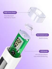 XEIJAYI 1个迷你可充电UV LED美甲灯，适用于凝胶美甲，快速干燥，UV LED凝胶指甲油美甲烘干灯，美甲工具，可充电沙龙设备 - 白色 - 查看 8