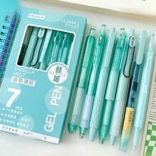 7pcs/Set Retractable Gel Pens, Fine Point, Quick Drying, Black Ink, Suitable For Students, Journaling And Office Use - Essential For Back To School