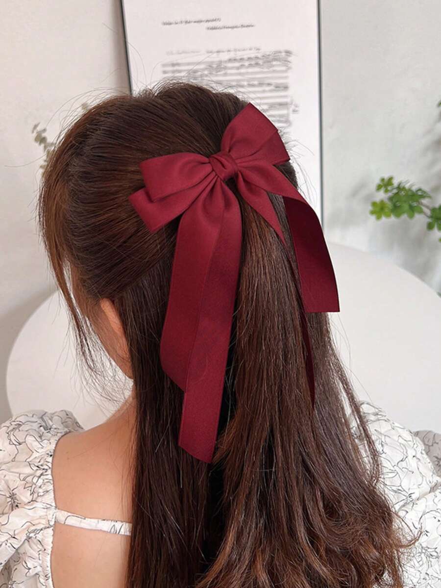 1 chiếc kẹp tóc nơ ruy băng satin bóng, thích hợp cho sử dụng hàng ngày, dự tiệc và các ngày lễ, quà tặng Ngày Valentine cho nữ, phụ kiện tóc, phụ kiện tóc dành cho nữ, phụ kiện đội đầu, kẹp tóc, mùa hè, du lịch, lễ hội, sinh nhật. - Màu Đỏ Sâu - Xem 1