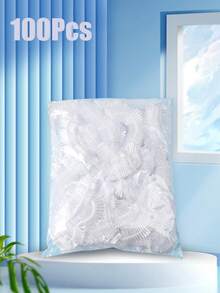 100pcsTransparent Disposable Non Wash Shower Cap, Waterproof Elastic Shower Cap, Thick, Large, High Elastic Shower Cap, Used For Bathing And Hair Care, Easy To Carry During Travel Back To School - Clear - View 14