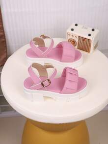 1 Pair Children's Fashion Casual Thick-Sole Soft-Sole Comfortable PU Leather Sandals For Girls - Pink - View 5