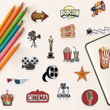 50Pcs Funny Cinema Stickers Scrapbook Aesthetic Stickers Pack Vintage Cartoon Cinema Stickers Cinema Camera Stickers Home Cinema Party Favors Journal Stickers Waterproof Vinyl Stickers Bulk For Water Bottle Skateboard Luggage Laptops Bumper Theme Party Supplies