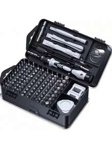 24-i-1 multifunktionsmikroskruvmejselsats, ergonomiskt halkfritt handtag, universellt precisionsverktygssats för elektronikreparation, skruvar för datorunderhåll, julklapp - Svart - Visa 2