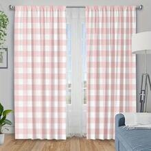 Cortinas opacas a cuadros rosa y blanco - Filtro de luz, diseño de bolsillo para barra para decoración de dormitorio, cocina, sala de estar y balcón - Poliéster lavable a máquina, fácil de limpiar y mantener, suave y cómodo, estilo contemporáneo, uso durante todo el año, cortinas para sala de estar, decoración y accesorios para dormitorio (barra no incluida) - Estilo 1 (2 paneles) - Ver 2