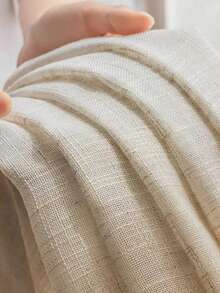 1pc Coffee-Color Embroidered Hollow-Out Voile Curtain, Rod Pocket Design, Suitable For Living Room And Bedroom - Sheer And Light Filtering Curtain - Beige - View 2