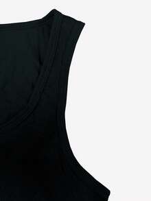 女士罗纹吊带背心，带胸垫，修身款