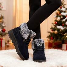 Winter New Snow Boots For Women With Plush And Thick Warm Slope Heel Short Boots, Height Increasing Casual Sports Shoes, Anti Slip Boots For Women's Outdoor Short Boots - Màu xanh lam - Xem 5