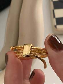 1枚可调节金属链戒指，时尚欧美风格，适合女性和女孩佩戴，可用于旅行、婚礼、派对、生日、圣诞节等场合。