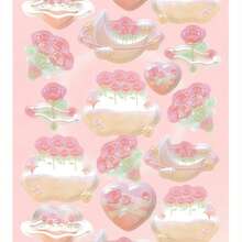 心形系列原创玫瑰云全息贴纸