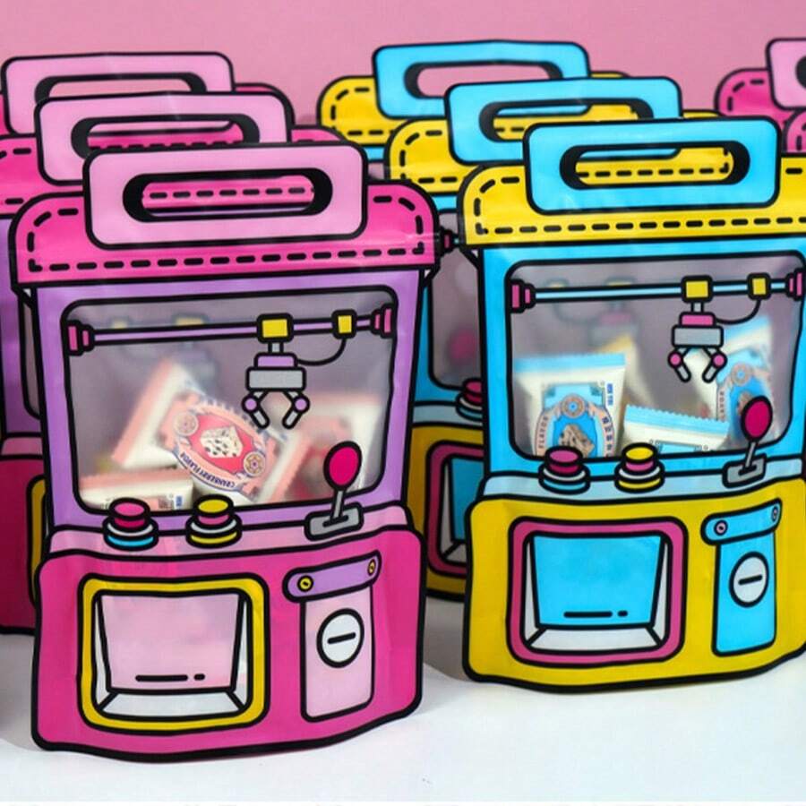 10个装礼品袋 抓娃娃机礼品袋 零食包装袋 可爱纪念品袋 儿童生日礼品袋 - 彩色 - 查看 1