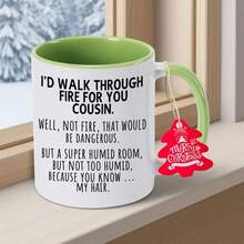Funny Couple Mug - I'd Walk Through Fire You Coffee Cup With Humorous Married Couple Quote - 11oz Ceramic Cup With Handle -, Valentine's, Anniversary, Office Husband, Wife - Funny Birthday Present Idea, Holiday Present - Navy Blue - View 9