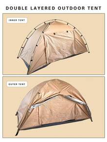 1个双层迷彩帐篷，露营装备，包含内外帐，遮阳，防水，防蚊，易于搭建和折叠，含地钉和收纳袋，适合户外运动、徒步旅行，多种颜色可选