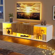 Television Stands & Entertainment Centers - Oak Natural Wood + Antique White - View 4