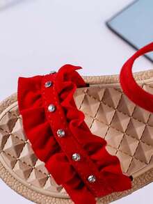 1 Pair Girls' Soft Sole Non-Slip Fashion Versatile Casual Flat Sandals/Slippers, Suitable For Summer - Red - View 7