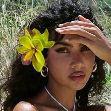 1PCS New Hawaiian Simulation Orchid Flower Duckbill Clip Hairpin Side Hairpin Suitable For Bridal Wedding Hawaii Beach Tropical Party Decoration - Màu Hoa hồng đỏ - Xem 5