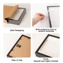 1个多尺寸（15x15/20x20/29x29厘米）黑/白PVC材质3D立体相框，用于存放旅行纪念品、照片，也可作为旅行纪念品收纳盒、登机牌/门票收纳盒、装饰收纳盒、票务整理盒和旅行剪贴簿使用，是完美的圣诞节/周年纪念日/生日礼物（家居装饰及节日聚会纪念品）。