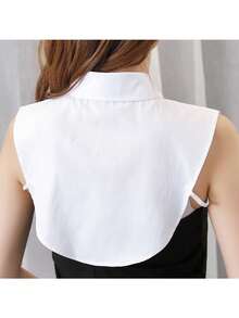 1pc Women's White Pointed Collar Detachable Shirt Fake Collar, Sweater Undershirt, Sleeveless Shirt, Versatile Vest Blouse, All Season Business Casual Sleeveless Fake Collar, Semi-Shirt Artificial Collar, Decorative Stand Collar, Suitable For Office Attire, Holiday Gift (Button Color Random) - Multicolor - View 7