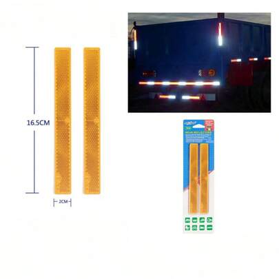 12 Hochsichtbare gelbe Kunststoffreflektoren für Fahrzeugsicherheit, 16,5CMx2CM, reflektierende Geräte, Autozubehör, Sicherheitswarnung