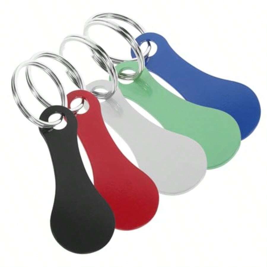 HAWT5pcs Shopping Trolley Tokens Stainless Steel 5 Colored Portable Alloy Key Ring Quarter Holder Small Keychain Cart Token For Men Women Grocery Shopping Cart - 如圖 - 查看 1