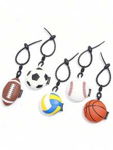 1 pieza Llavero creativo con colgante de balón deportivo de cuero, baloncesto, fútbol, fútbol americano, voleibol, béisbol, billar, decoración de llavero, accesorio para bolso, regalo para estudiantes, amigos, familia, San Valentín, cumpleaños, accesorio de fiesta - Multicolor - Ver 3