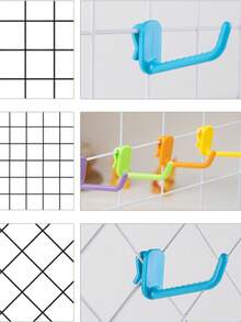 10pcs Plastic Hooks, Suitable For Metal Grid Boards - Powder Coated, Ideal For Supermarkets, Retail Stores, Warehouses And Home Use - Multicolor - View 3