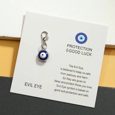 Blue Evil Eye Keychain Pendant - Protective Talisman Good Luck Charm, Unisex Lucky Accessory, Unique Inspirational Pocket Hug Card, Suitable For Birthday, Wedding, Valentine's Day And Graduation Anniversary, Can Be Hung On Wallet, Backpack, Car, Home Decor, Fashion Jewelry Gift