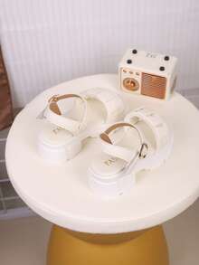 1 Pair Children's Fashion Simple Thick-Sole High Heel Sandals, Suitable For Summer - Beige - View 6