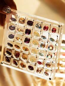 1个磁性透明亚克力美甲水钻收纳盒 - 防尘防水36格美甲宝石及珠宝配件收纳盒 - 無色 - 查看 5