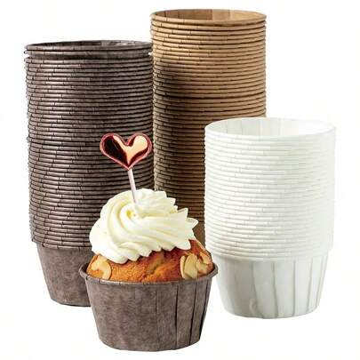 200PCS Heat-Resistant Cupcake Liners, Baking Cups, Oven- Paper Cups With Rolled Edges, Paper Trays, Muffin Baking Molds, Small Cake Liners For Muffins, And Paper Cups For Bakery Christmas Wedding Birthday Parties.