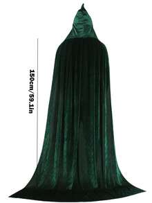 1 pieza Capa con capucha unisex de tela de terciopelo para fiestas y actuaciones, ideal para varios festivales, disfraces de Halloween, diablo, vampiro, vestirse, accesorios de disfraces de festival - Multicolor - Ver 12