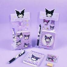 Sanrio New Cartoon Spiral Notebook Set (1pc KLM/MLD/YGG/A7 Spiral Notebook + 1pc Ballpoint Pen + 1pc Eraser + 2pcs Stickers), Elementary School Supplies, Student Rewards, Gift Items (Notebook Pattern Is Random, Eraser May Have Minor Blemishes Or Dirt, Which Is Normal) - Multicolor - View 6