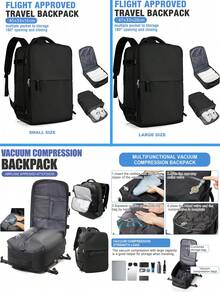 Unisex Laptop Backpack, Vacuum Compression Backpack, Multi-Functional Large Capacity Travel Backpack, Carry-On Backpack Compliant With Airline Standards, Wet And Dry Separation Independent Shoe Compartment Backpack, Travel Backpack For Kids And Adults - Multicolor - View 3