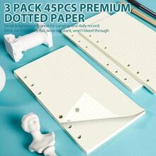 LEOBRO A6 Refill Paper, 3 Pack 45PCS A6 Dotted Loose Leaf Paper, With Page Markers, Rulers, Binder Dividers And Binder Pockets, 6 Ring Filler Paper Insert Refill For Planner Binder Notebook Journal - Màu B - Xem 3