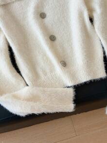 1 pieza Suéter sexy de un hombro de unicolor, con ribete acanalado, de manga larga, de punto, de talla ajustada y de longitud corta, versátil - Albaricoque - Ver 11