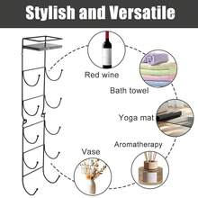 LZYMSZ Wall Mounted Bathroom Towel Rack 5 Tier Design, Metal Rolled Towel Holder With Marble Shelf, Multi Purpose Storage Organizer For Bathroom, Kitchen And Bar Decor, Space Saving Style, Black - 黑色 - 查看 4