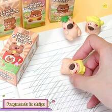 12pcs Water Vole Plush Doll Erasers, Creative Assemble Design Erasers, Clean Without Debris, Birthday Gift, Water Vole Gift Box, Cute Cartoon Figurine, Office Supplies, School Stationery, Party Favors, New Year Gift, Gift Bag Filler - Multicolor - View 7