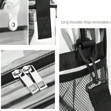 Large Capacity Stadium Approved Transparent PVC Tote Bag Shoulder Bag Clear Bag Sport Bag Lightweight Daily Crossbody Bag For Women/Unisex Waterproof Handbag For Concert Sport School Swimming Travel Vacation See Through Storage Bag - 黑色 - 查看 7