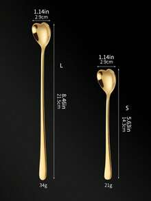 1 pièce Cuillère à glace en forme de cœur en acier inoxydable 304, cuillère à dessert à long manche pour mariage, brasseur de café - Multicolore - Voir 2