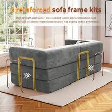 No Assembly Convertible Folding Sofa Bed With Metal Frame, 78.7" Cloud Modular Boneless Couch & Living Room Furniture, Memory Foam & Corduroy Fabric For Small Apartments - Xám - Xem 5